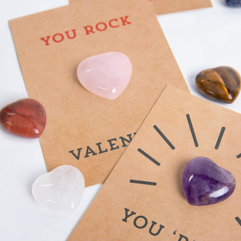 Paquet de 24 cartes de Saint-Valentin avec cristaux en forme de cœur