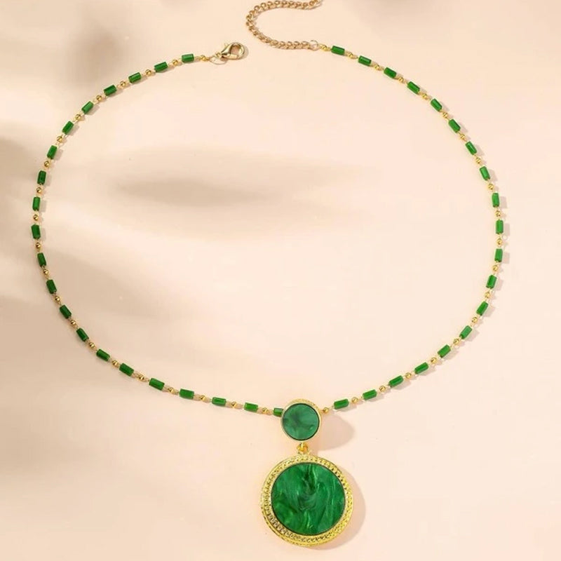 Collier en pierre d'agate disc naturelle
