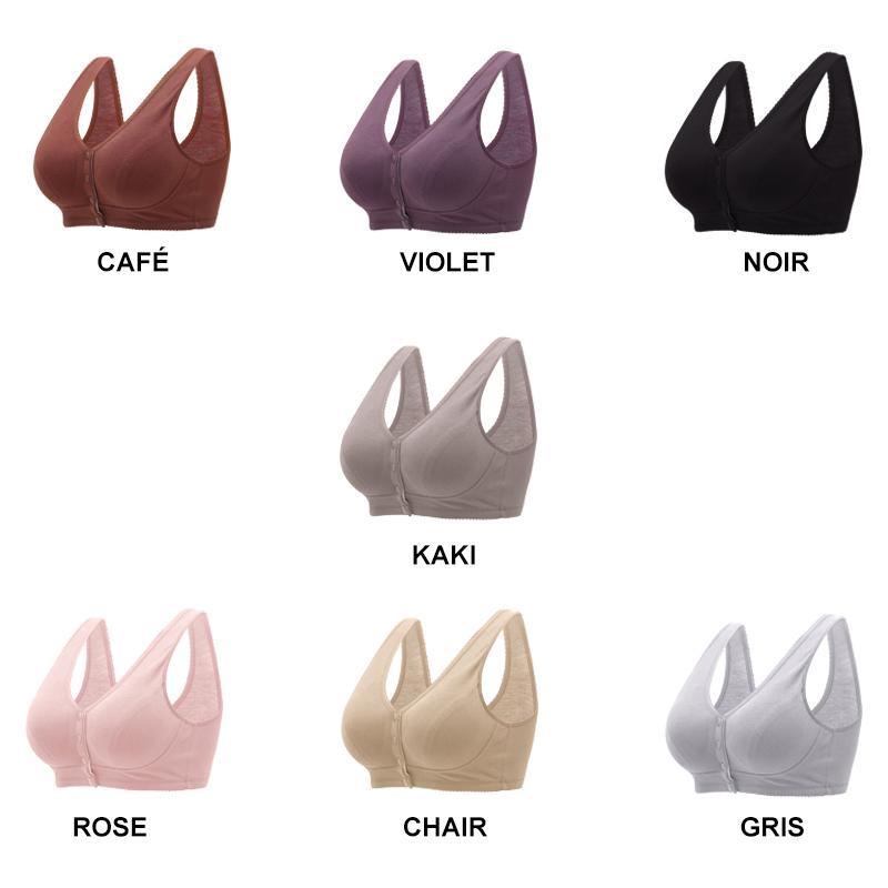 Femme Brassiere Coton Fermeture Devant Soutien Gorge Confort sans Armature