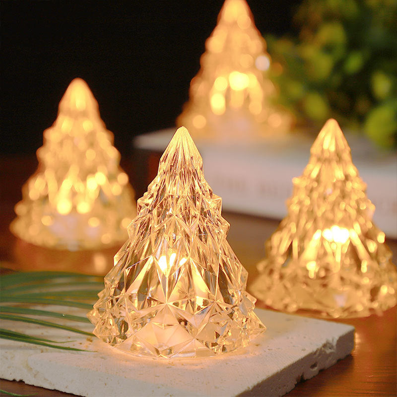 Mini veilleuse de sapin de Noël en cristal à LED