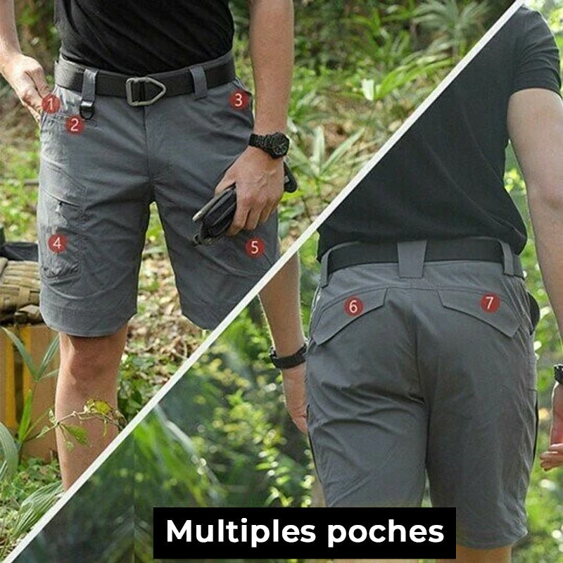 Short Tactique Imperméable Multi-poches pour Homme