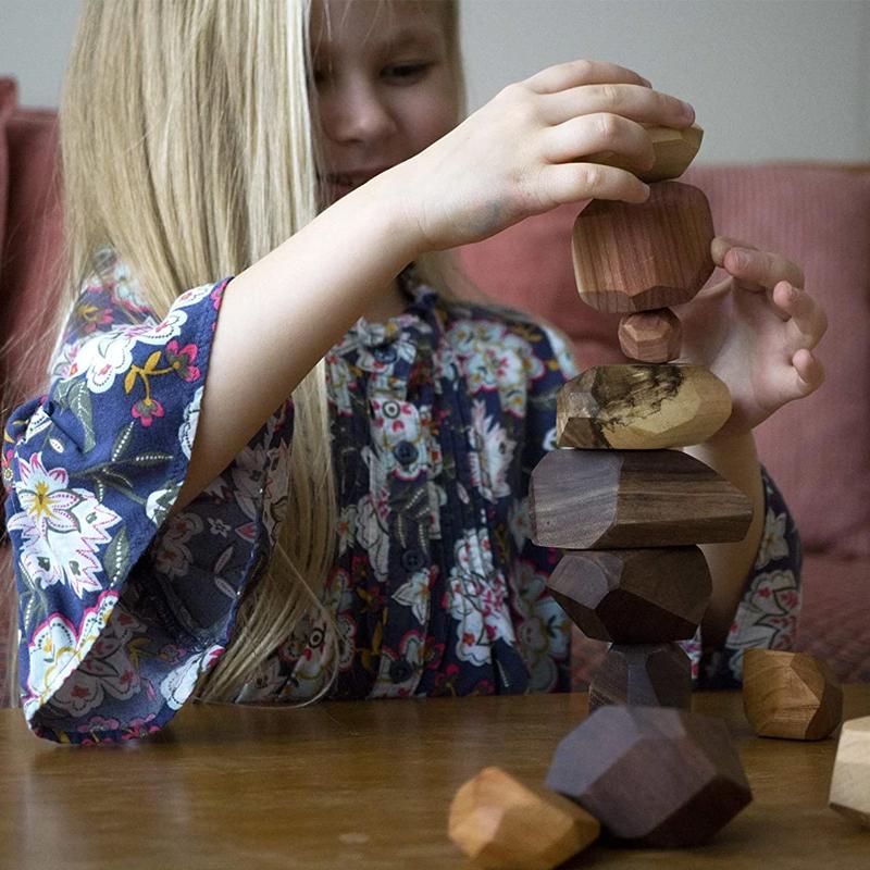 Wood Rock Set Balancing Blocks Jouet en bois naturel