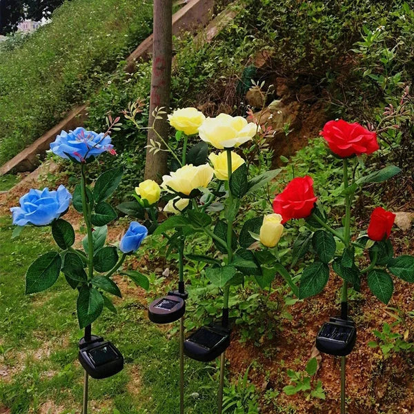 Fleur de Rose Solaire à 3 LED