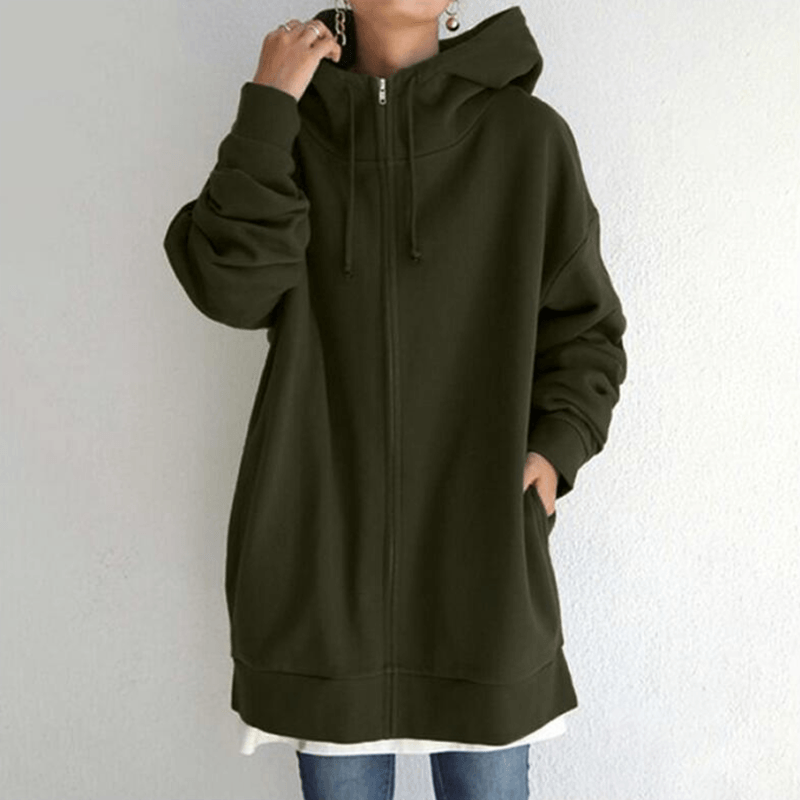 Sweat Zippé à Capuche Long Plus en Molleton