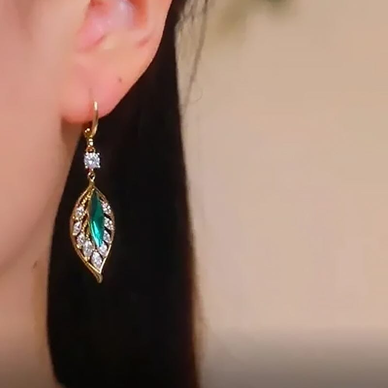 Boucles d'oreilles mode feuille de cristal