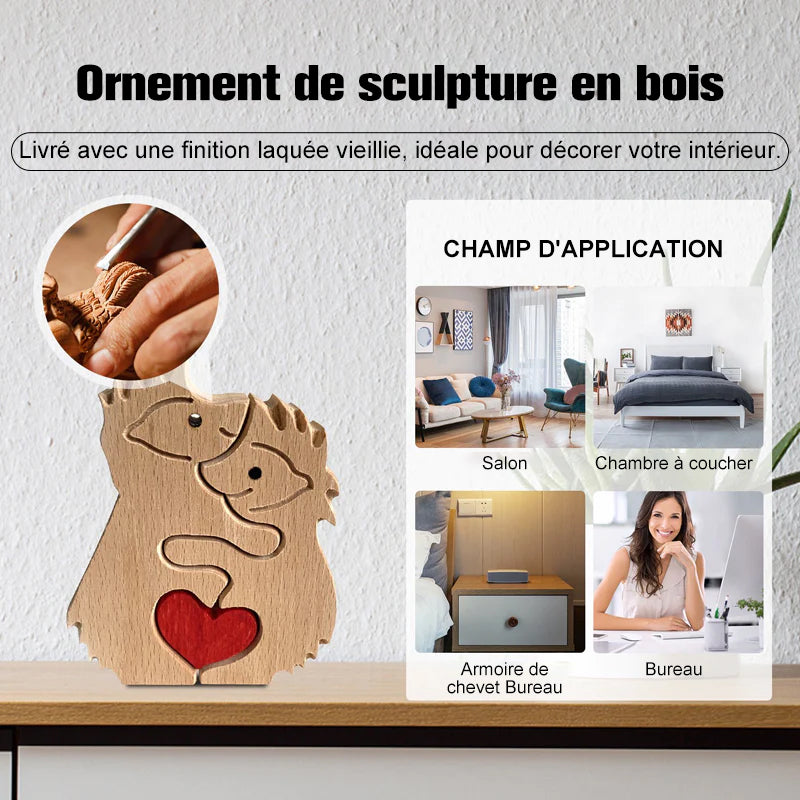 Animaux câlins en bois sculptés à la main