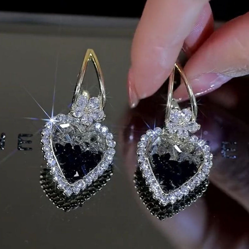 Boucles d'Oreilles Clous Coeur Zircone Style Vintage Sparkle