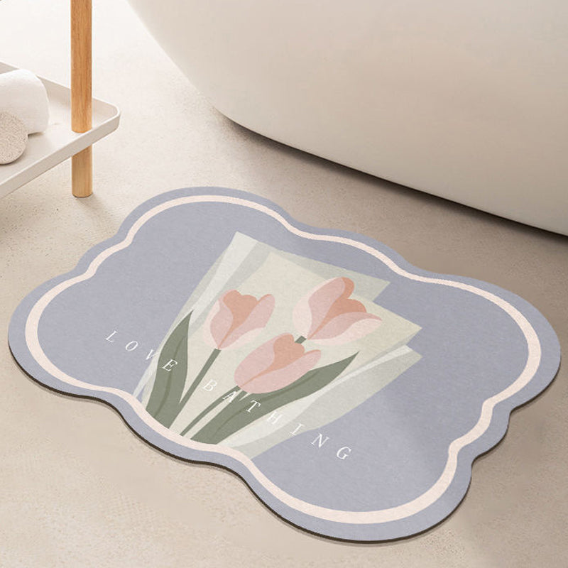 Tapis antidérapant fleur super absorbant