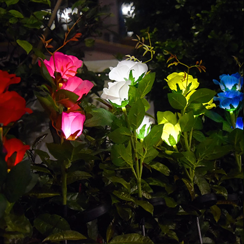 Fleur de Rose Solaire à 3 LED
