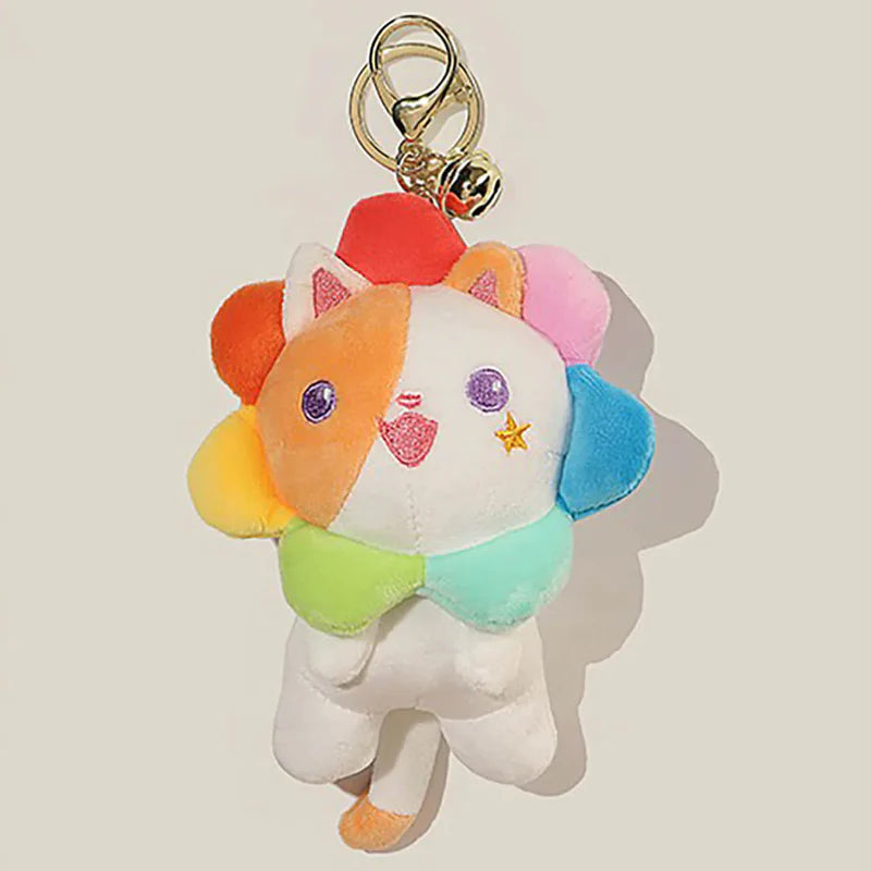 Porte-clés de chat de tournesol coloré