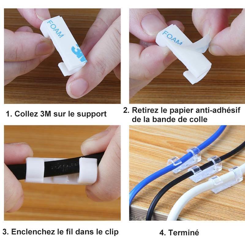 Auto-adhésif Fil/Câble Clips en Plastique (20 pièces/ensemble)
