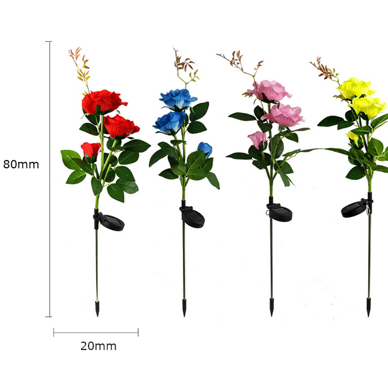 Fleur de Rose Solaire à 3 LED