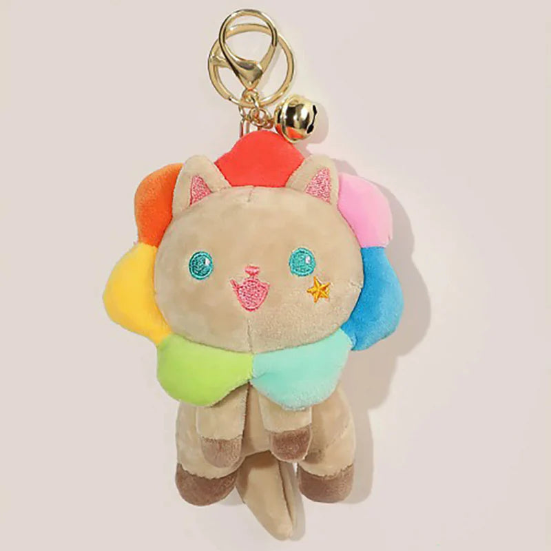 Porte-clés de chat de tournesol coloré