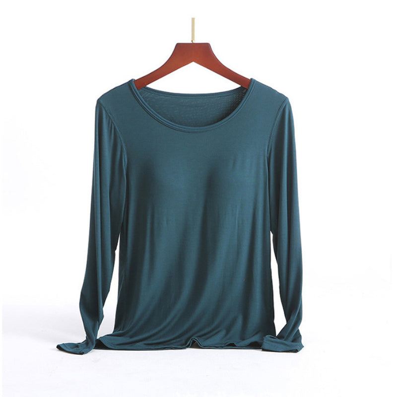 T-shirt à manches longues pour femmes avec coussin de poitrine