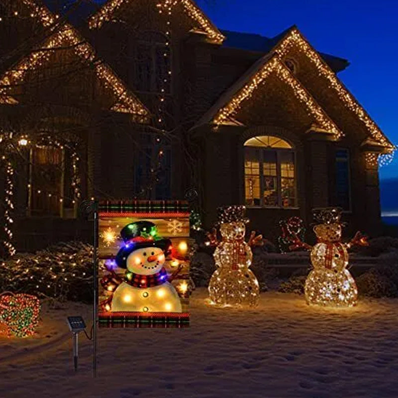 Drapeau de jardin LED bonhomme de neige