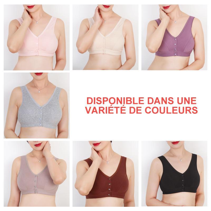 Femme Brassiere Coton Fermeture Devant Soutien Gorge Confort sans Armature