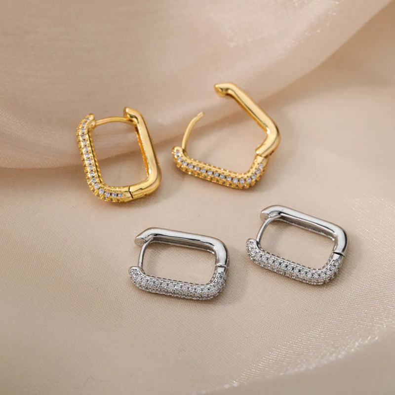 Boucles d'oreilles carrées scintillantes