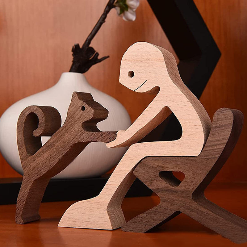 Amoureux des Animaux - Ornements de Table de Sculpture en bois