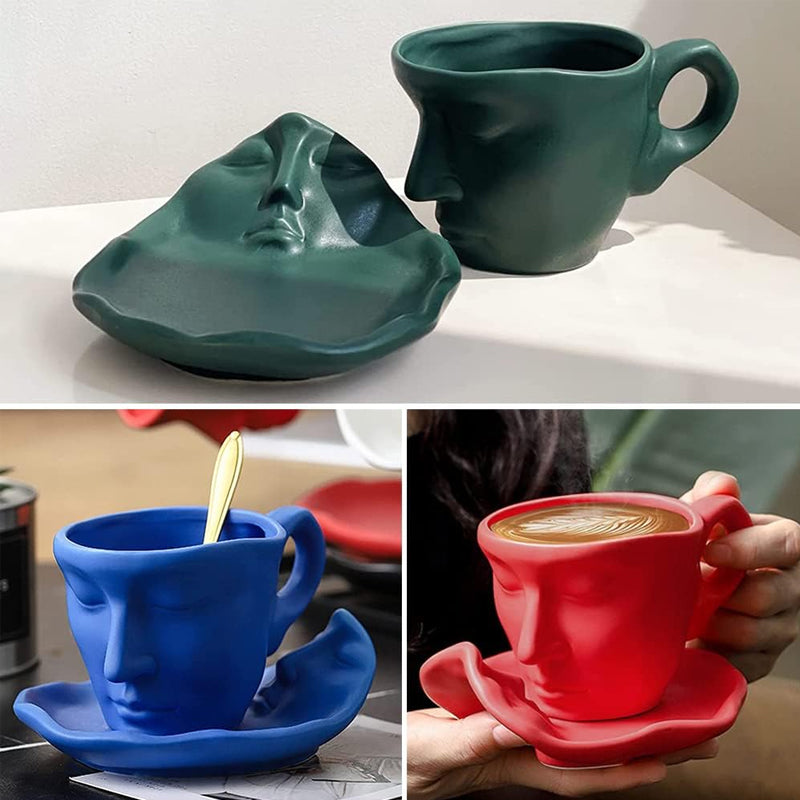 Métal touchant le visage créatif baiser en céramique Tasse à café