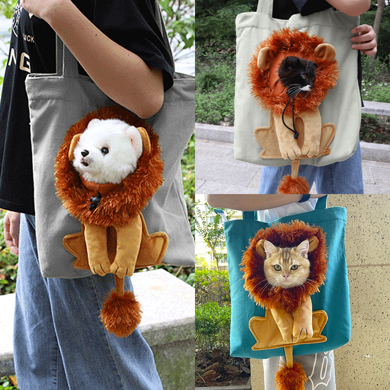 Sac en Canevas pour Transport de Chat en Forme de Lion