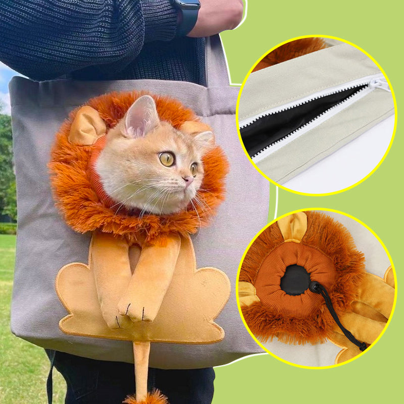 Sac en Canevas pour Transport de Chat en Forme de Lion