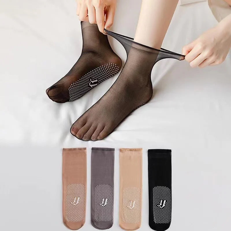Chaussettes invisibles et antidérapantes en cristal de soie