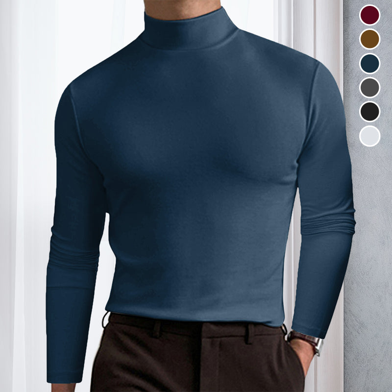 Chemise unie à col montant pour homme