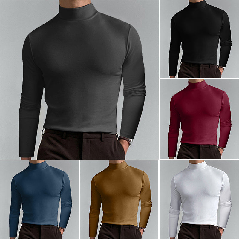 Chemise unie à col montant pour homme